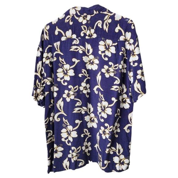 PACIFIC SCENE x VINTAGE 90s‎ blue floral Hawaiian shirt button up XL - Picture 2 of 4